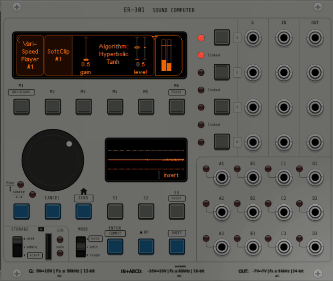 ER-301 Sound Computer running inside VCV Rack